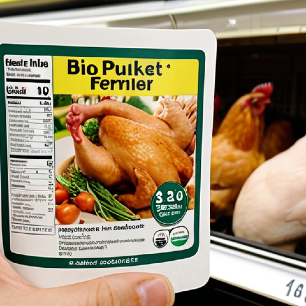 **

A close-up shot of a prepared meal label in a supermarket.  Focus on the ingredient list, highlighting words like "poulet fermier" (farm chicken), "bio" (organic), and the absence of long, unpronounceable additives. The overall feeling is one of scrutiny and informed decision-making. Consider including a hand reaching for the product, magnifying glass optional.  The setting is a well-lit aisle in a Monoprix or Carrefour.

**