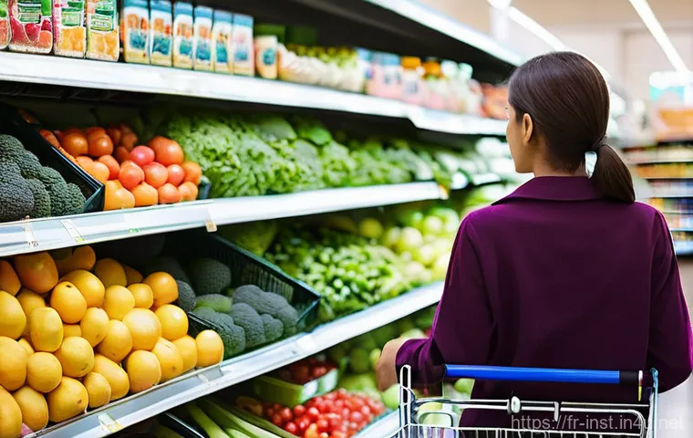 인스턴트 식품 섭취 시 주의사항 - **Prompt: The Conscientious Shopper Deciphering Labels**
    "A person in their early 30s, dressed i...
